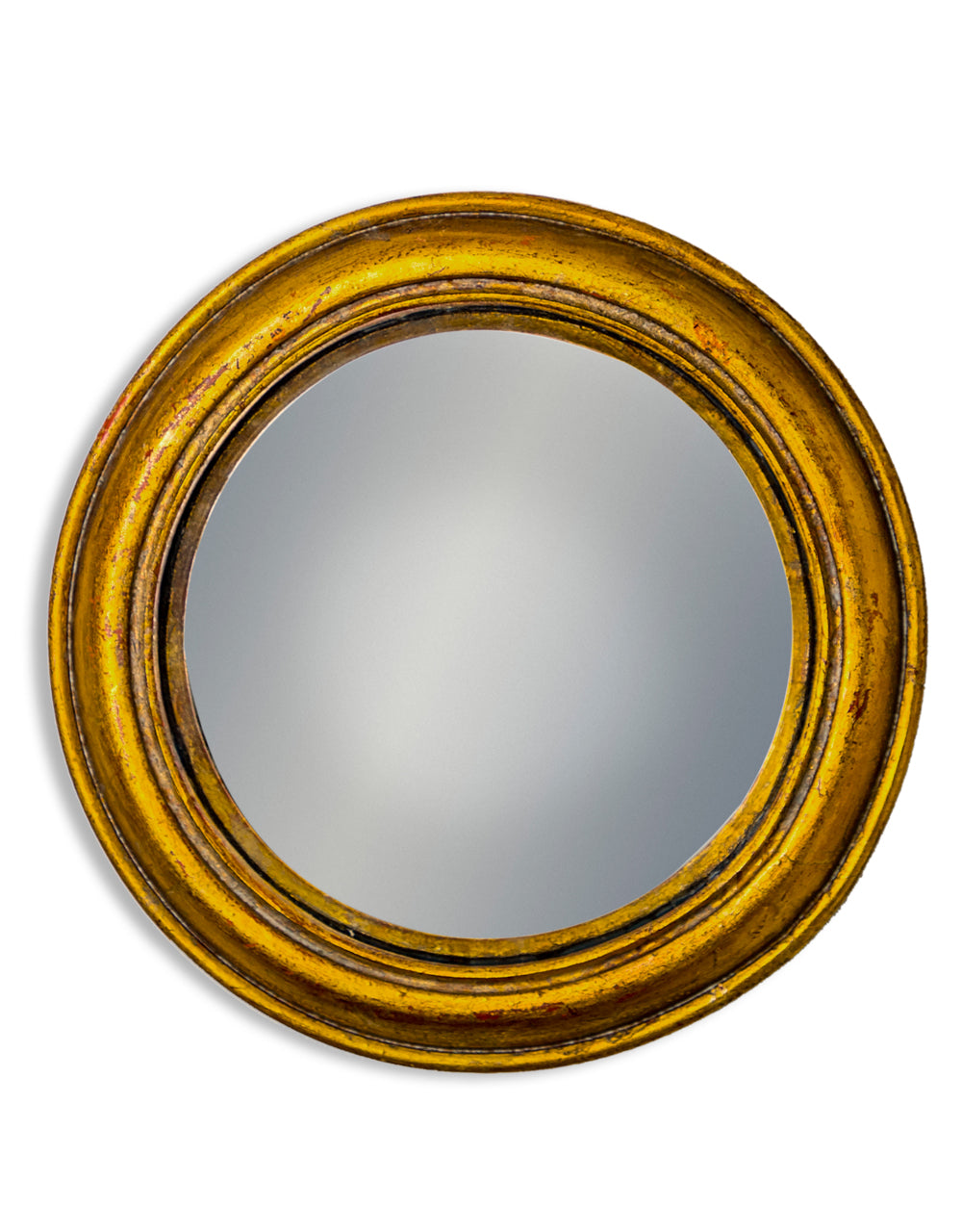 Antique gold round convex mirror
