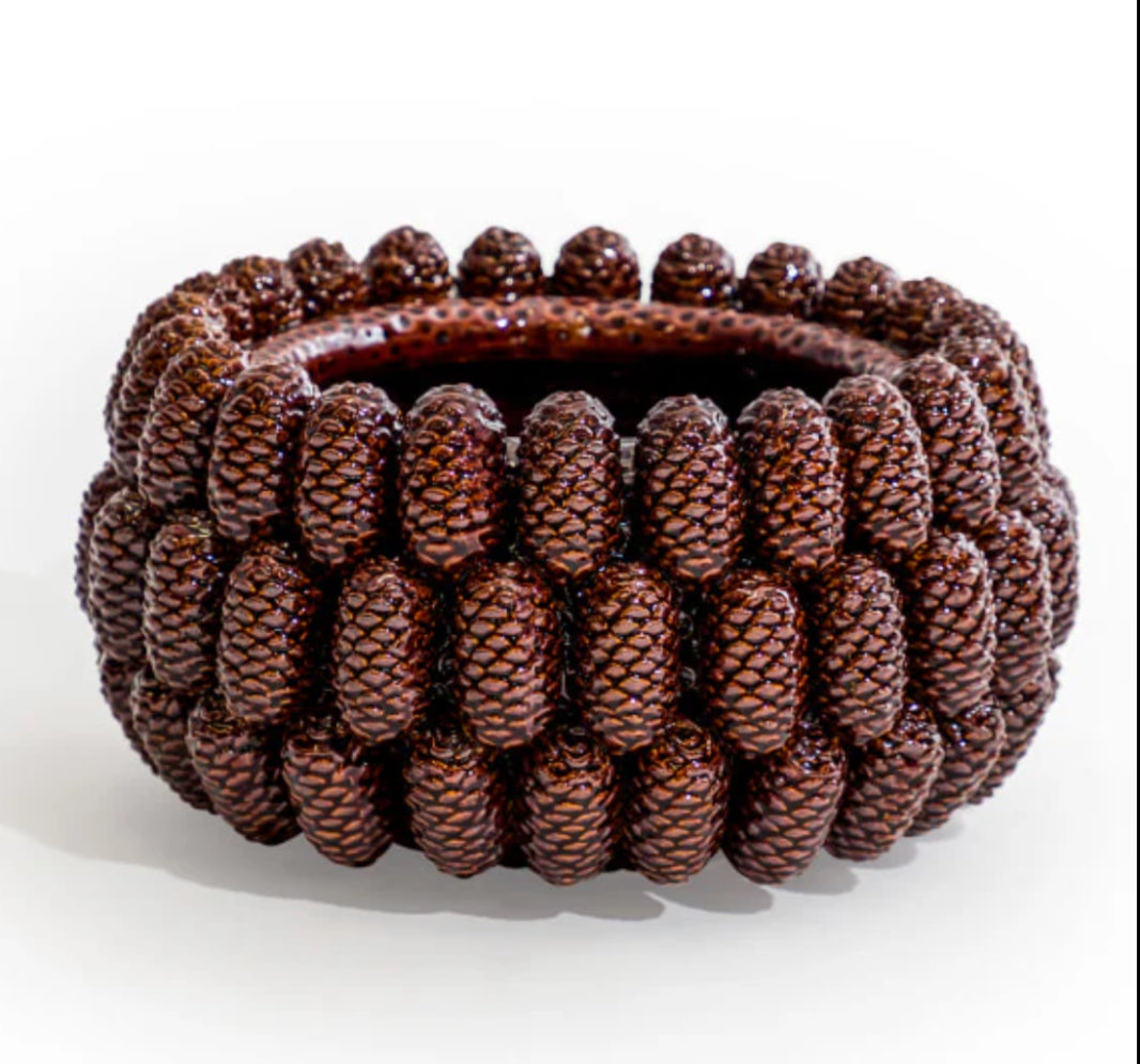 Large ceramic pine cone bowl