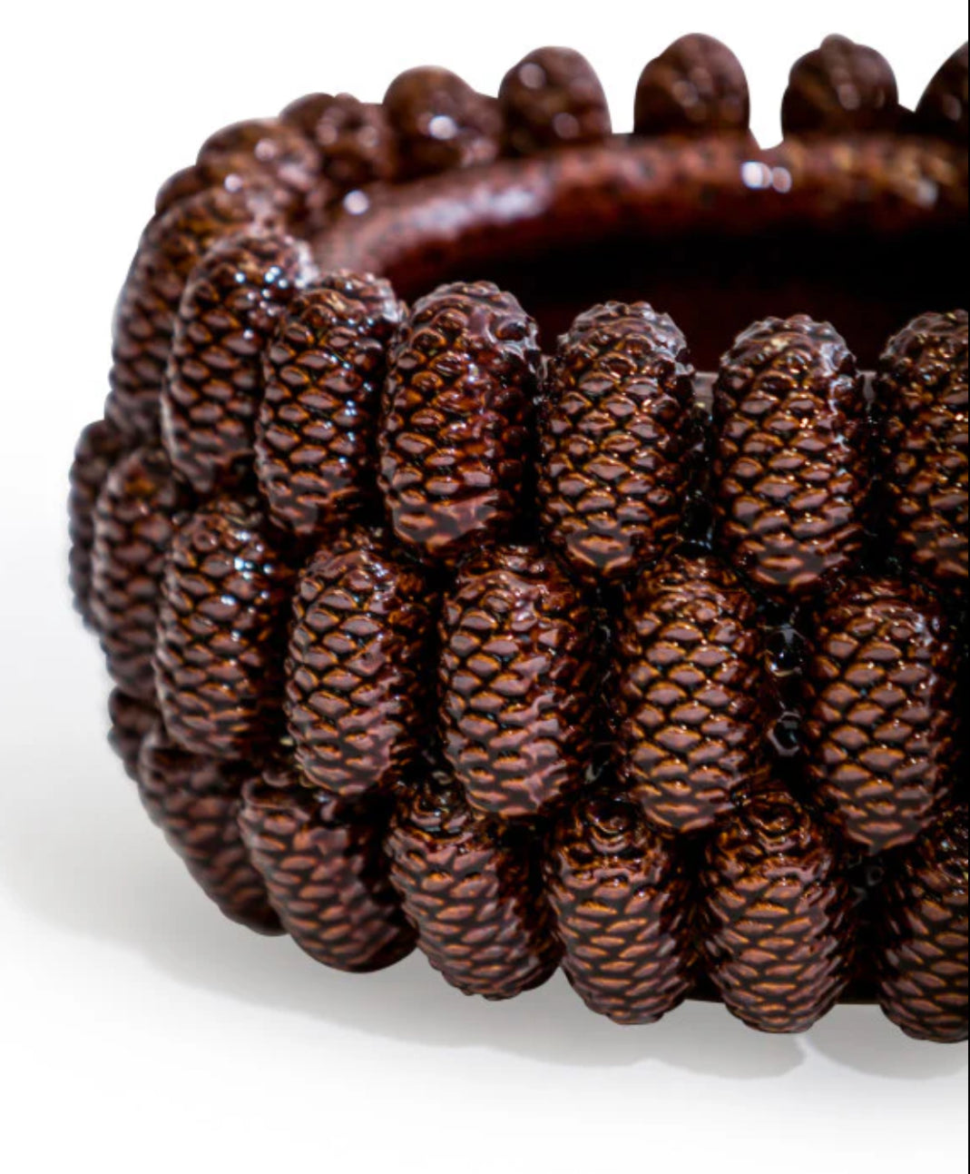 Large ceramic pine cone bowl