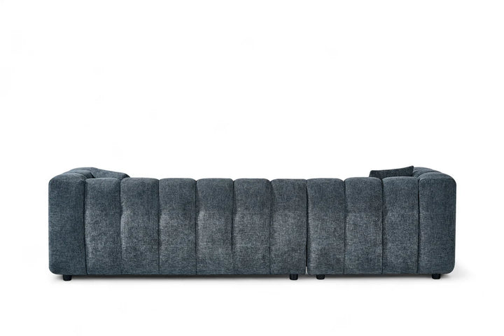 Chenille Fabric Corner Sofa with Ottoman