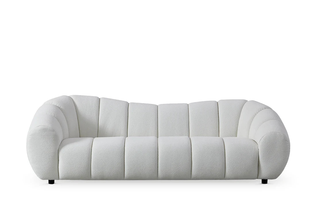 Teddy Boucle Fabric White 3 + 1 Seater Cloud Sofa Set