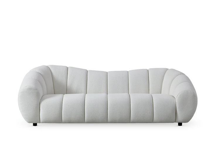 Teddy Boucle Fabric White 3 + 1 Seater Cloud Sofa Set
