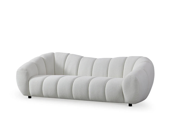 Teddy Boucle Fabric White 3 + 1 Seater Cloud Sofa Set