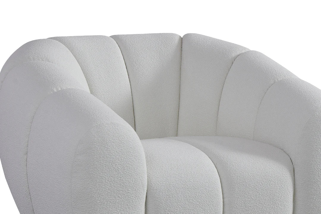 Teddy Boucle Fabric White 3 + 1 Seater Cloud Sofa Set