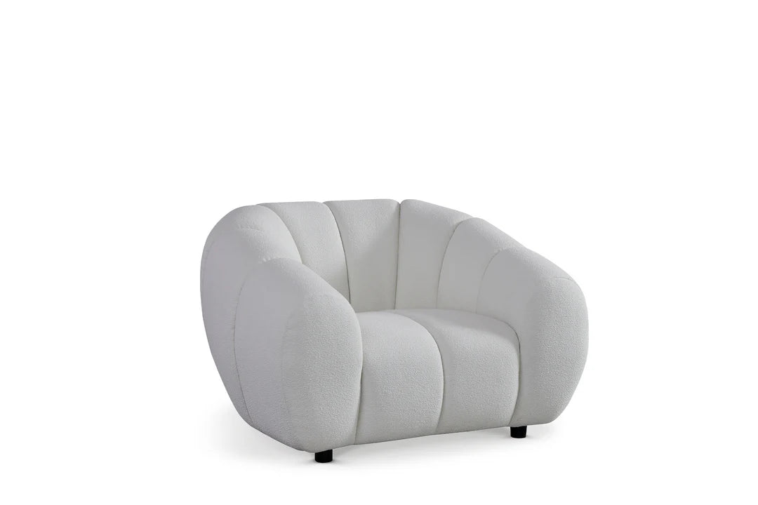 Teddy Boucle Fabric White 3 + 1 Seater Cloud Sofa Set