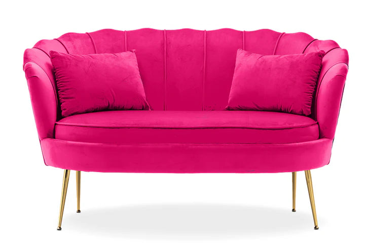 Velvet Pink 2 + 1 Seat shell Loveseat Sofa Set