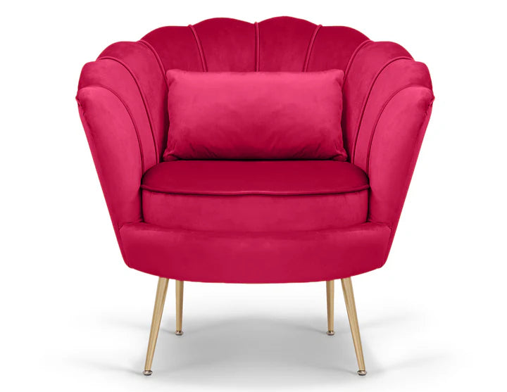 Velvet Pink 2 + 1 Seat shell Loveseat Sofa Set