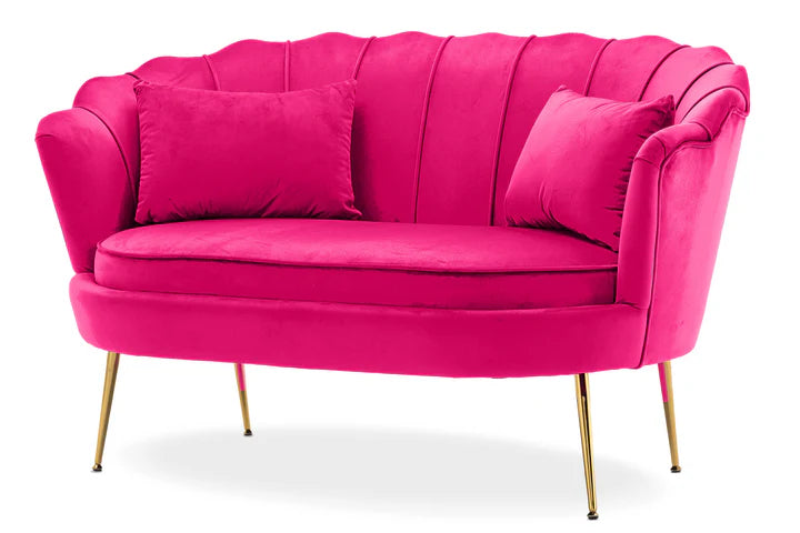 Velvet Pink 2 + 1 Seat shell Loveseat Sofa Set
