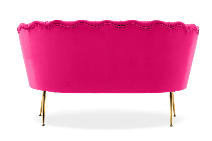 Velvet Pink 2 + 1 Seat shell Loveseat Sofa Set