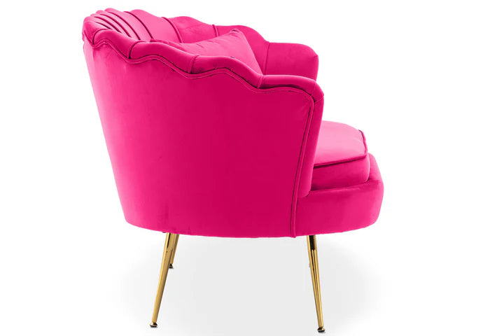 Velvet Pink 2 + 1 Seat shell Loveseat Sofa Set