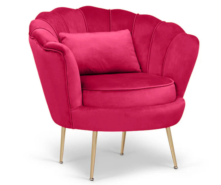 Velvet Pink 2 + 1 Seat shell Loveseat Sofa Set