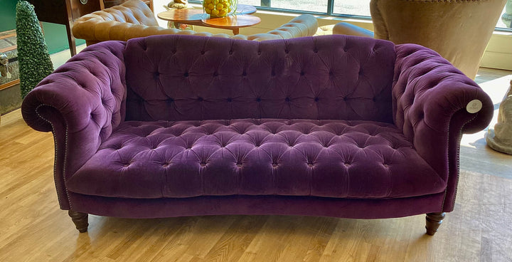 Vintage purple velvet 3 seater chesterfield