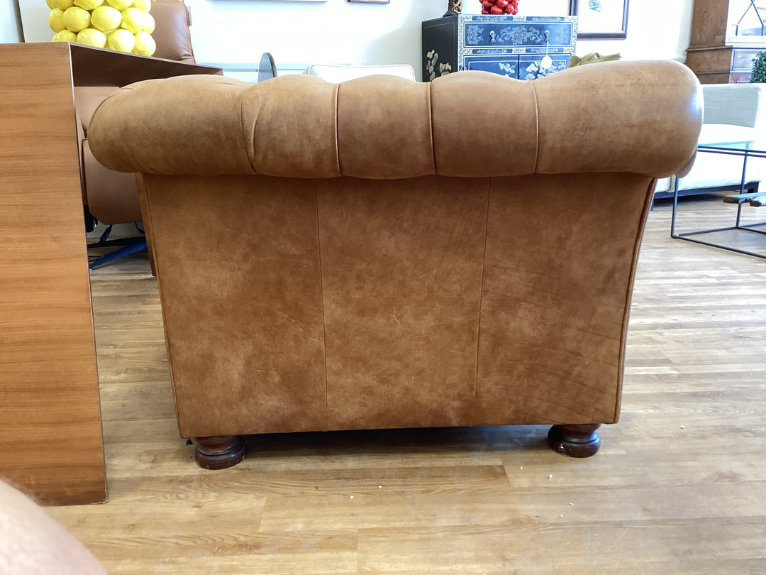 Vintage large 2 seater leather chesterfield