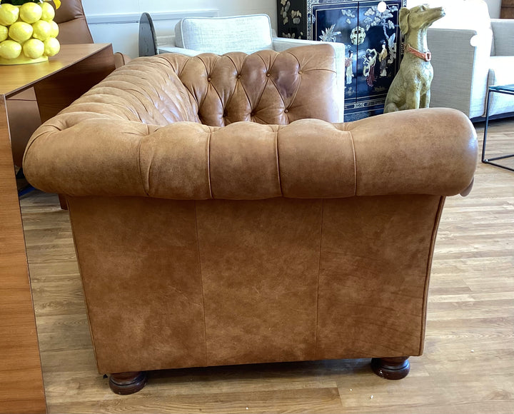 Vintage large 2 seater leather chesterfield
