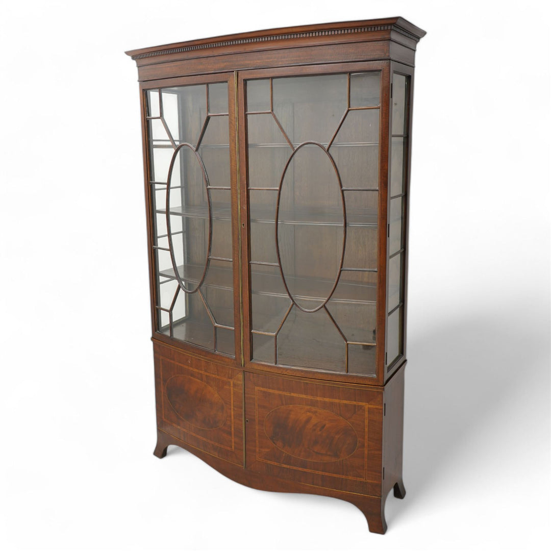 Edawardian mahogany  & satin bow fronted display cabinet