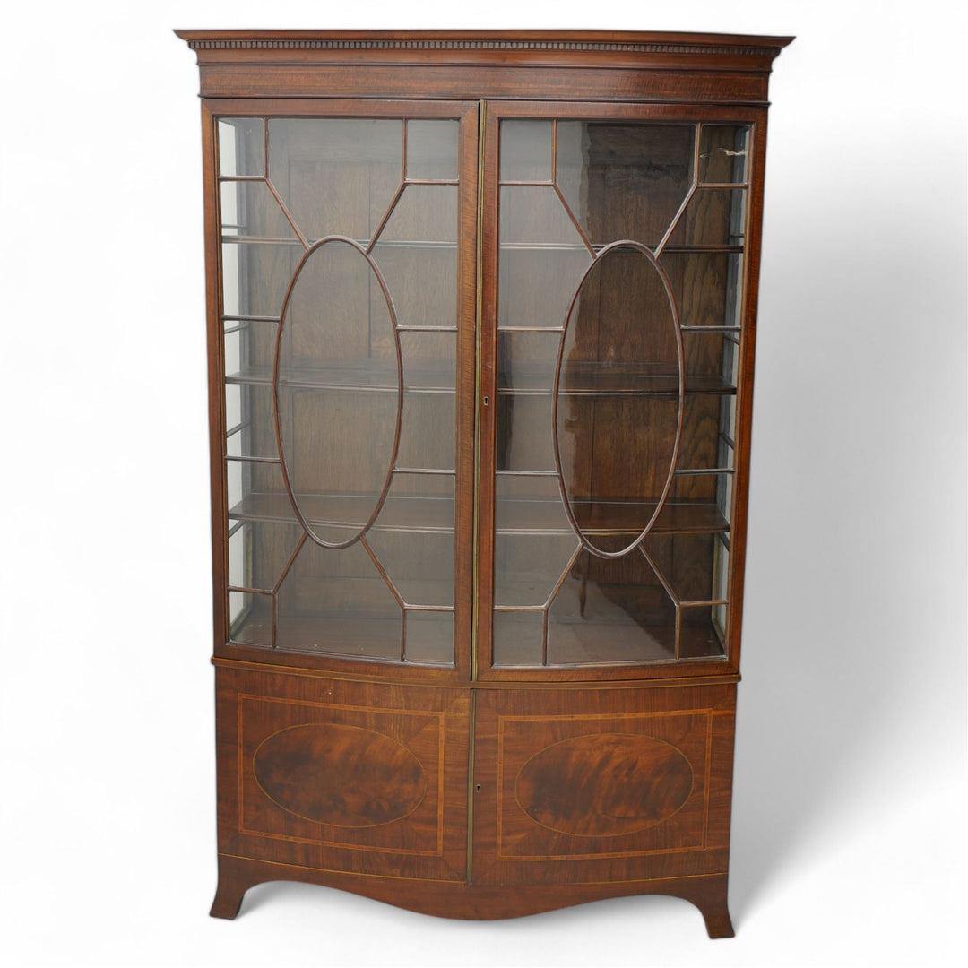 Edawardian mahogany  & satin bow fronted display cabinet