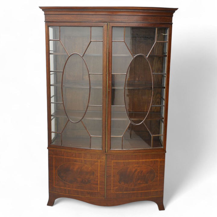 Edawardian mahogany  & satin bow fronted display cabinet