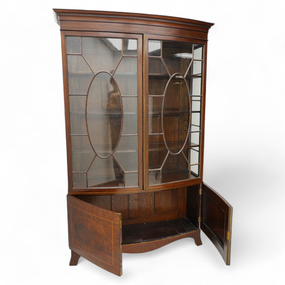 Edawardian mahogany  & satin bow fronted display cabinet