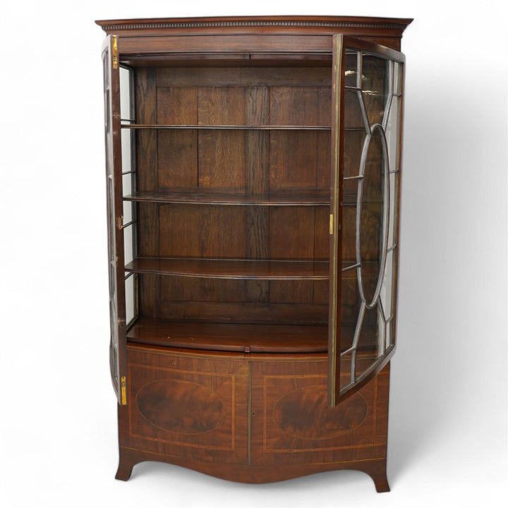 Edawardian mahogany  & satin bow fronted display cabinet