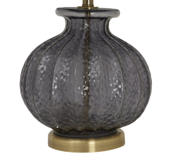 Glass Fluted Lamp With Black Velvet Shade