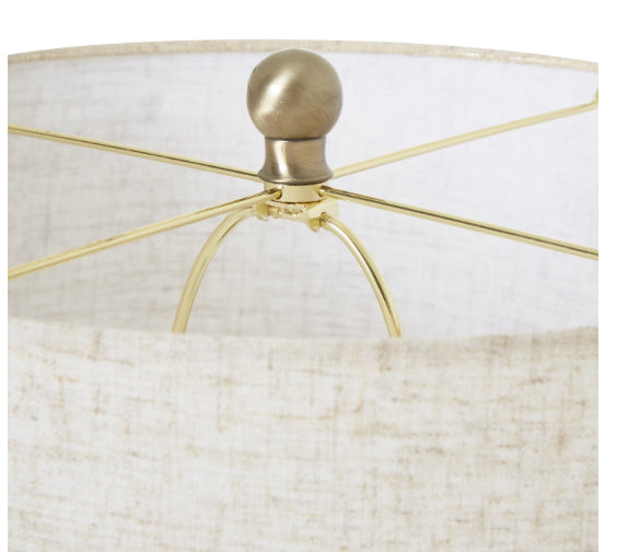 White wash wicker globe table lamp with linen shade