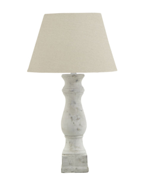 Antique White Candlestick Table Lamp With Linen Shade