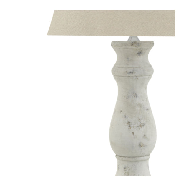 Antique White Candlestick Table Lamp With Linen Shade