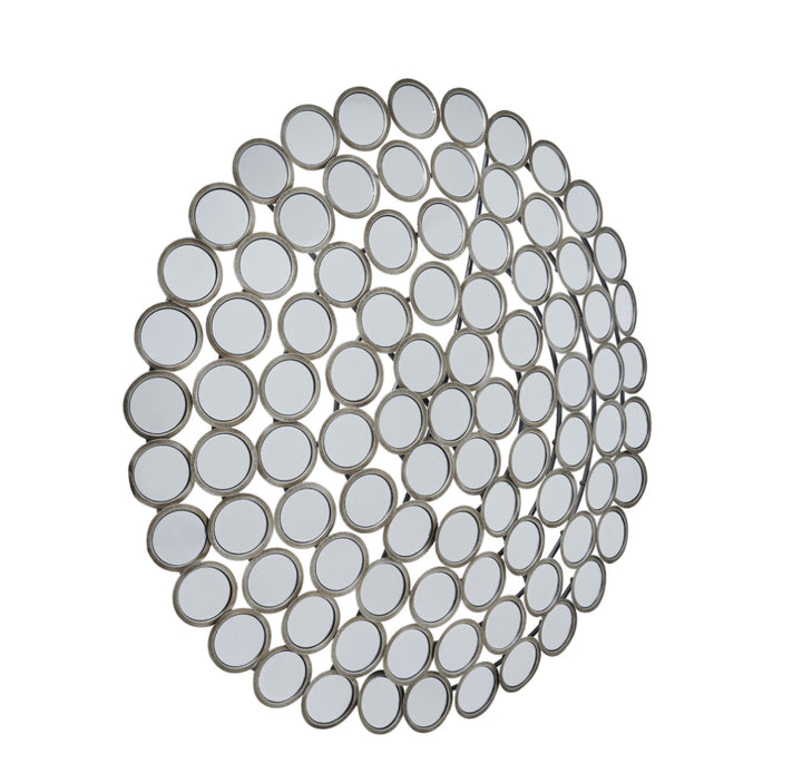 Large Round Convex Antiqued Silver Multi Mirror
