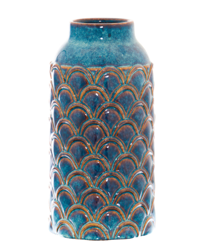 Seville Collection Large Indigo Scalloped Vase