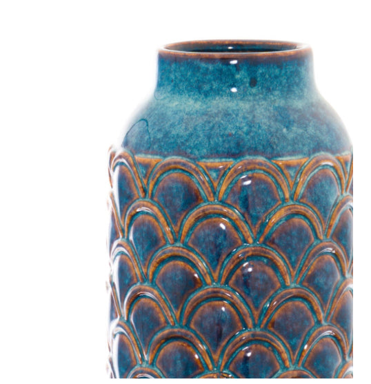 Seville Collection Large Indigo Scalloped Vase