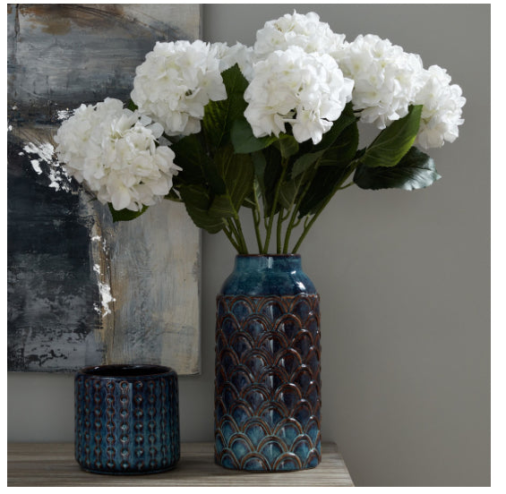 Seville Collection Large Indigo Scalloped Vase