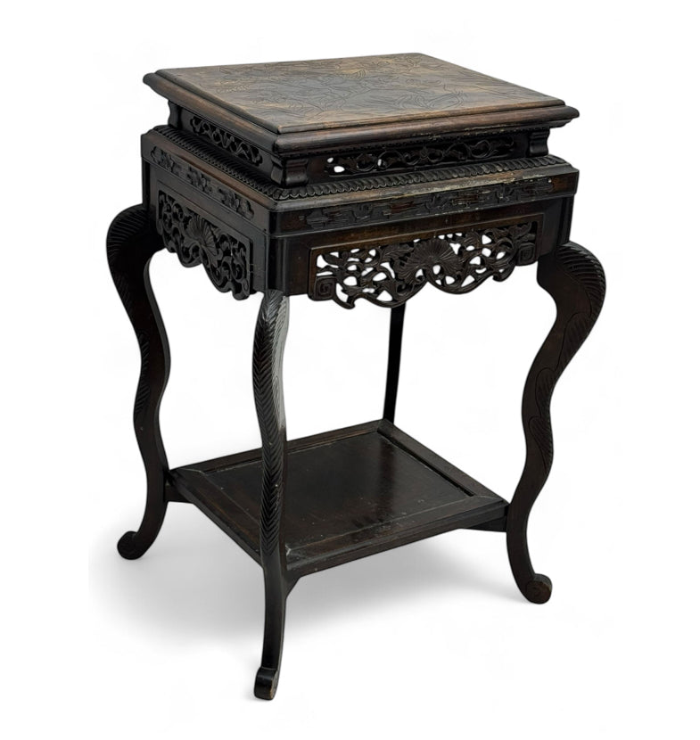 Chinese stained wood plant stand