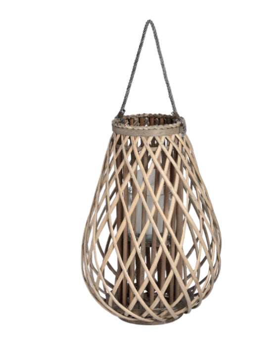 Large wicker bulbous lantern