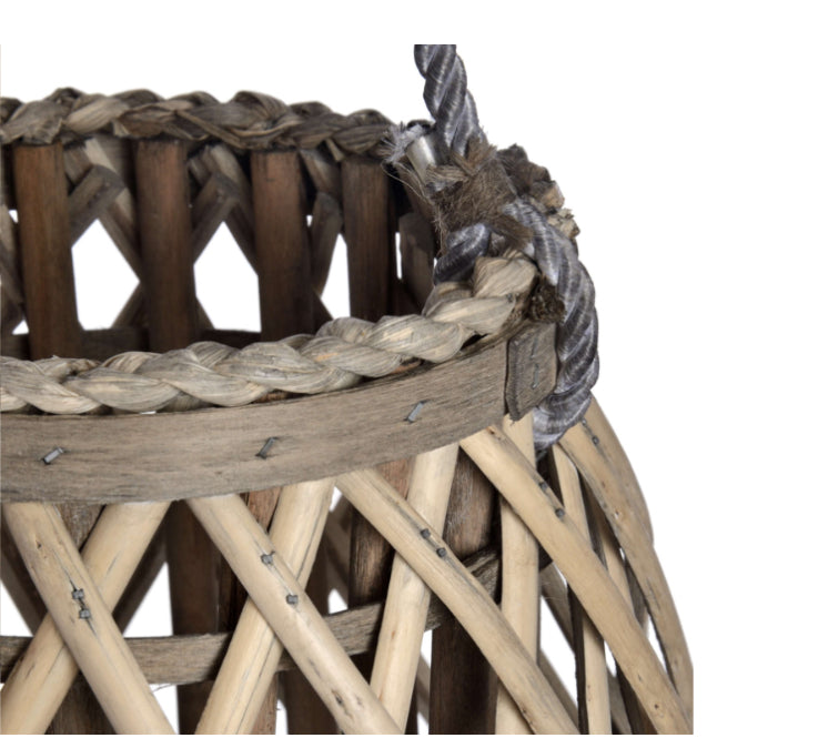 Large wicker bulbous lantern