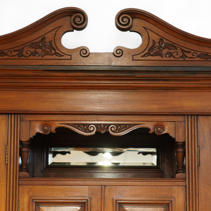 Edwardian walnut triple combination wardrobe