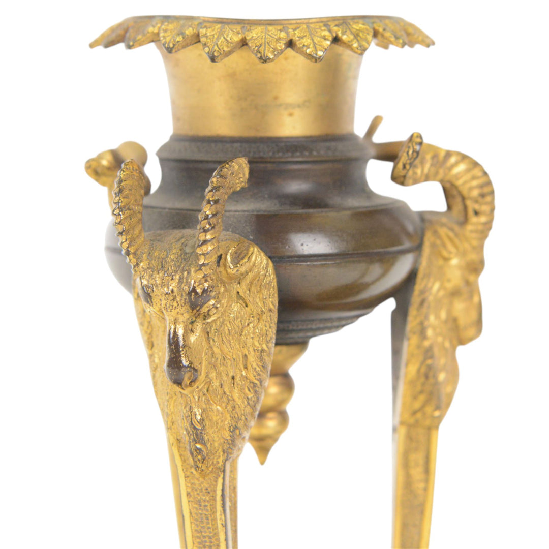 Pair 19th century bronze and gilt candlesticks