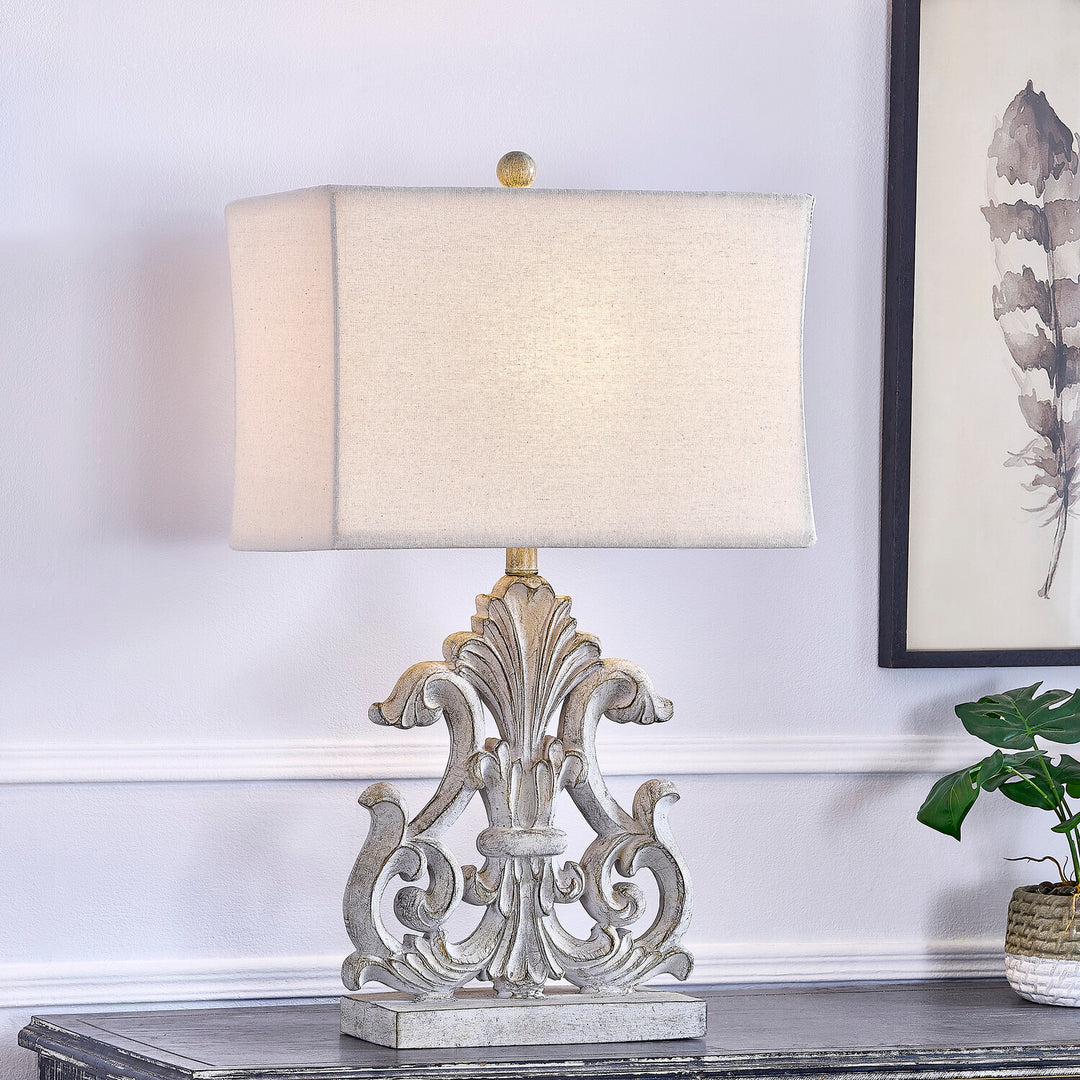 Grey Fleur de lis lamp