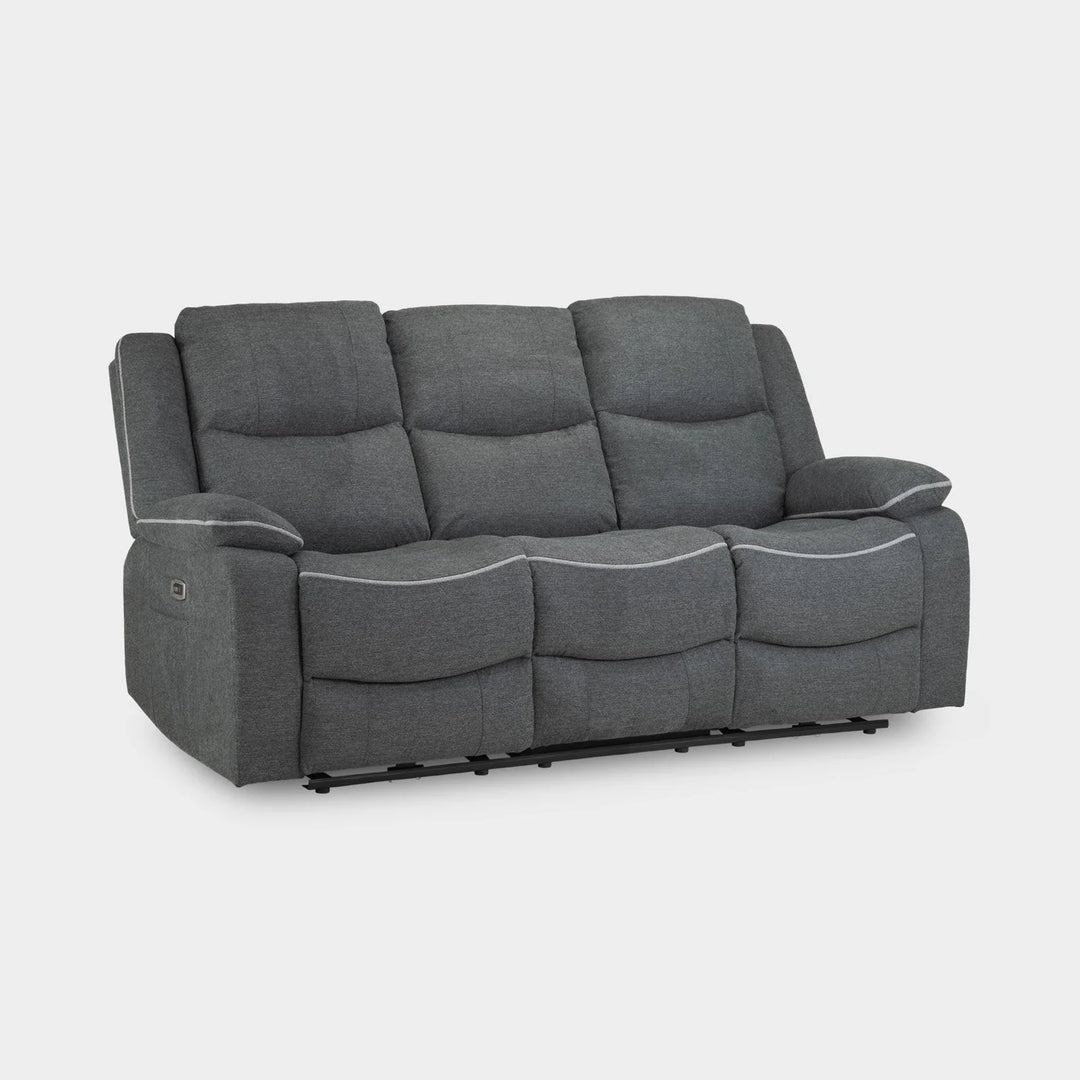 Grey fabric 3 seater electric recliner