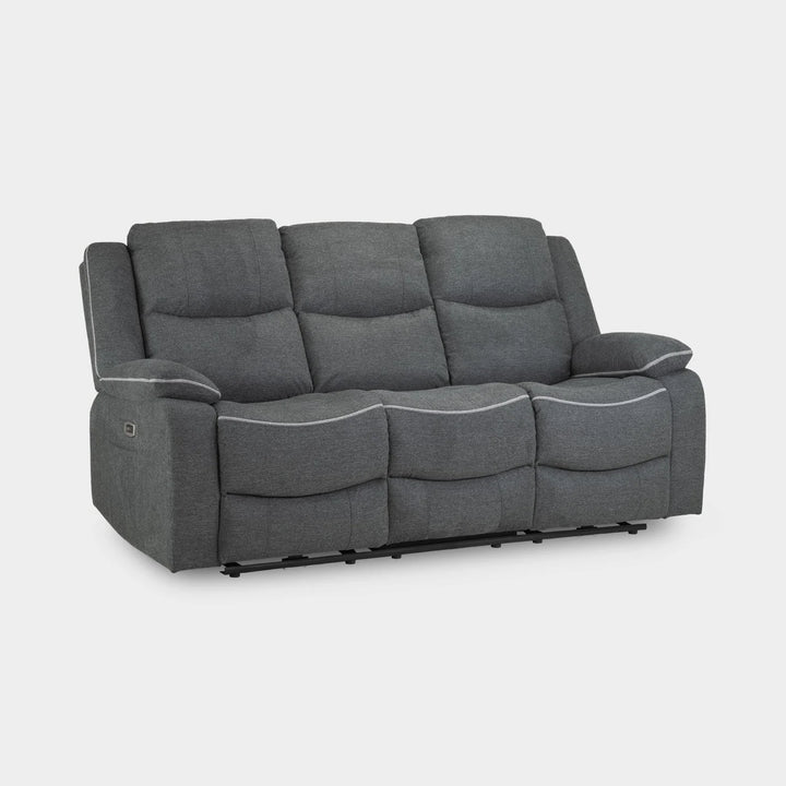 Grey fabric 3 seater electric recliner