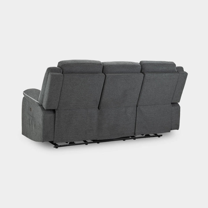Grey fabric 3 seater electric recliner