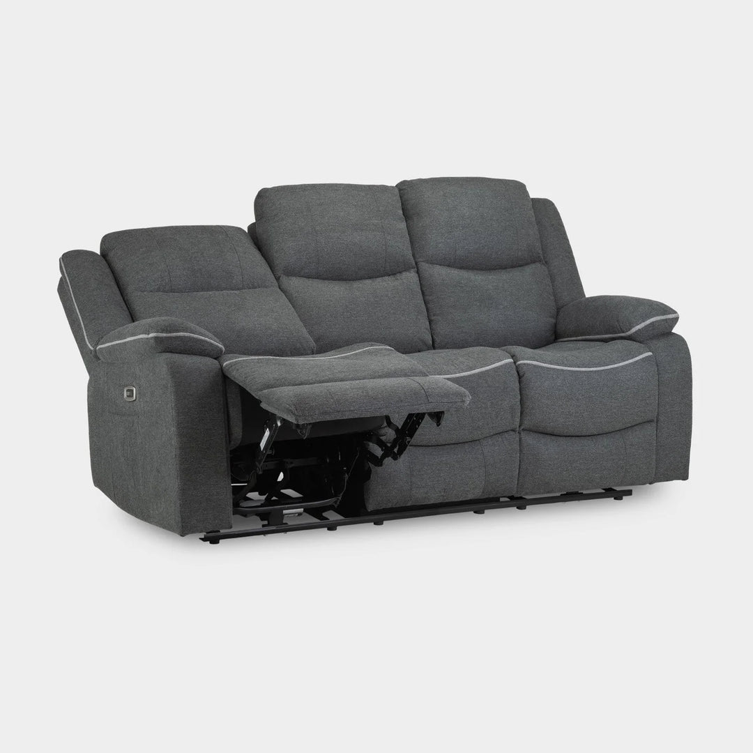 Grey fabric 3 seater electric recliner