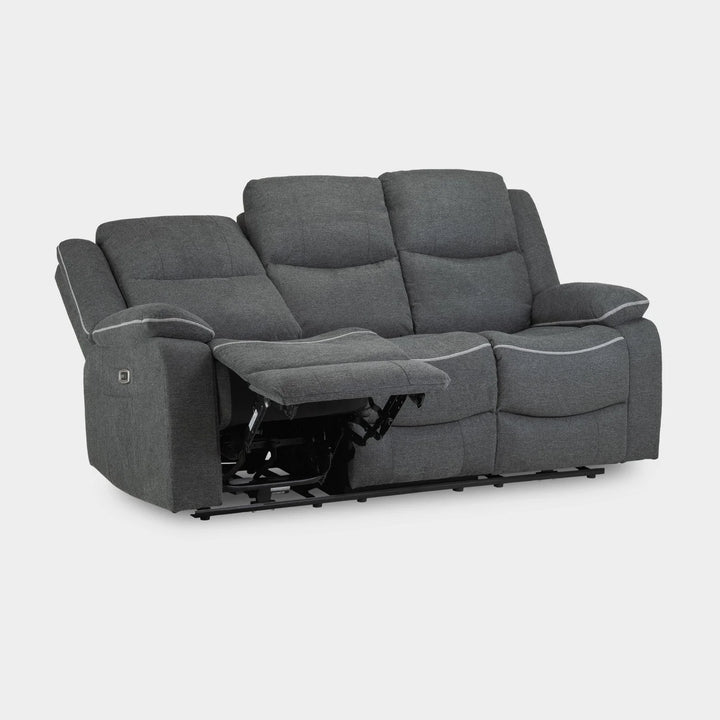 Grey fabric 3 seater electric recliner