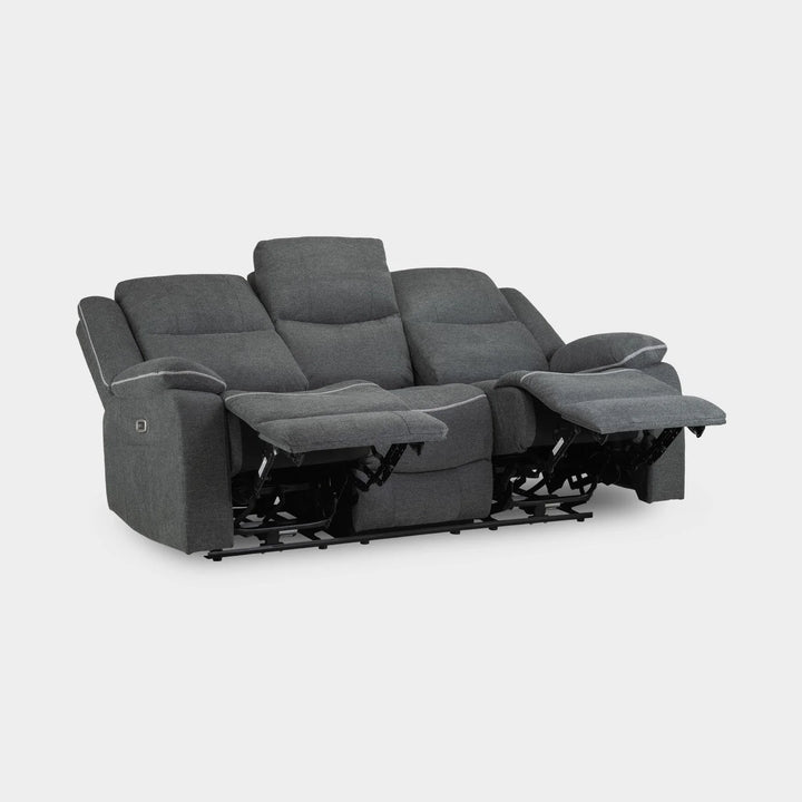 Grey fabric 3 seater electric recliner