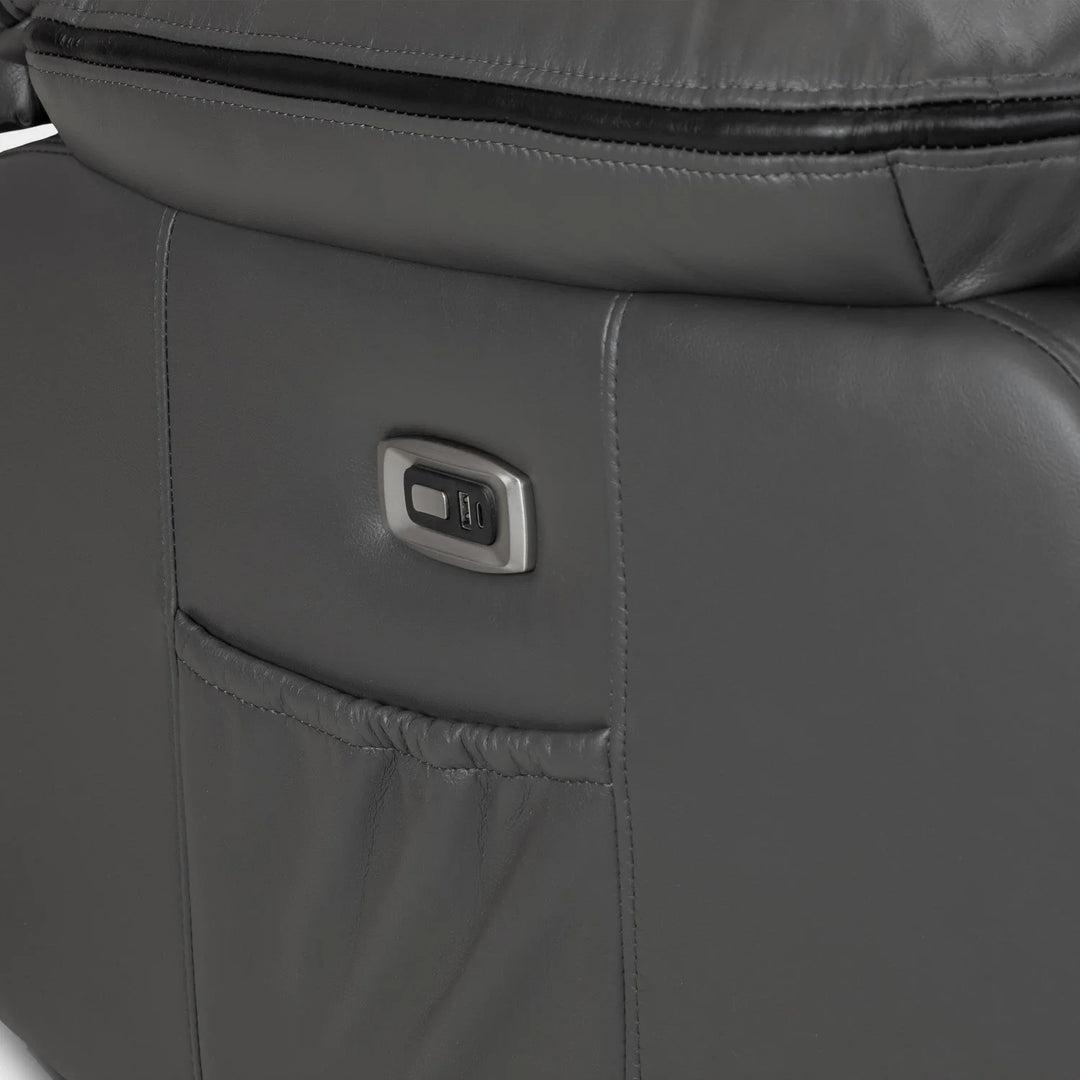 Grey fabric 3 seater electric recliner