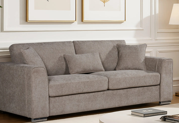 Beige chenille 3 seater sofa