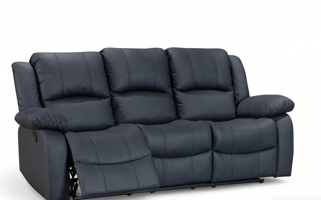 Black Faux Leather 3 Seater Recliner Sofa