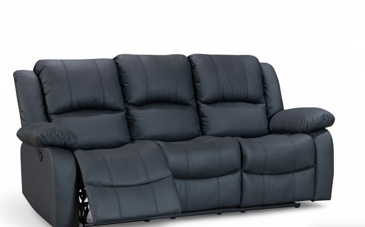 Black Faux Leather 3 Seater Recliner Sofa