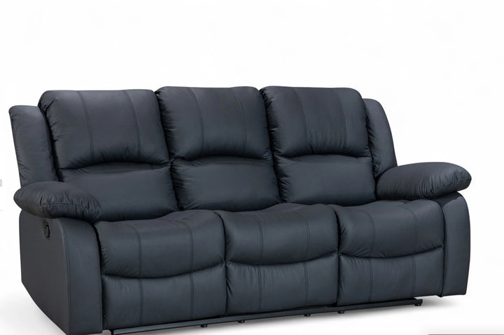 Black Faux Leather 3 Seater Recliner Sofa