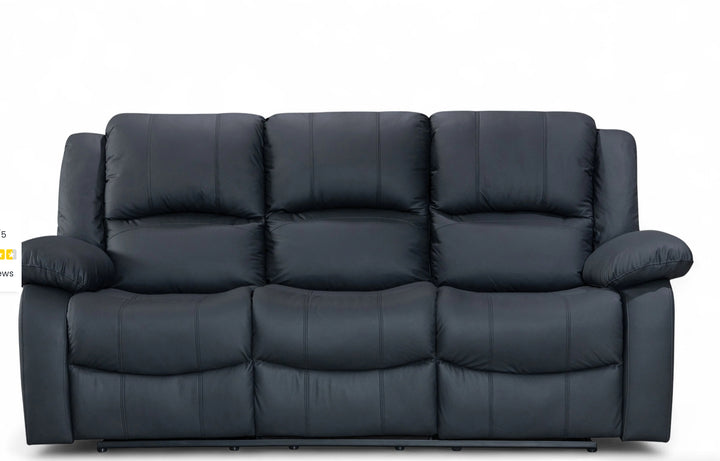 Black Faux Leather 3 Seater Recliner Sofa