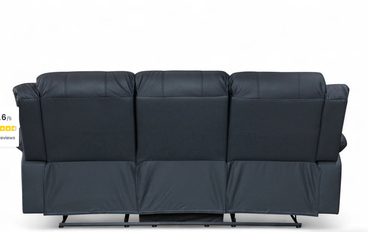 Black Faux Leather 3 Seater Recliner Sofa